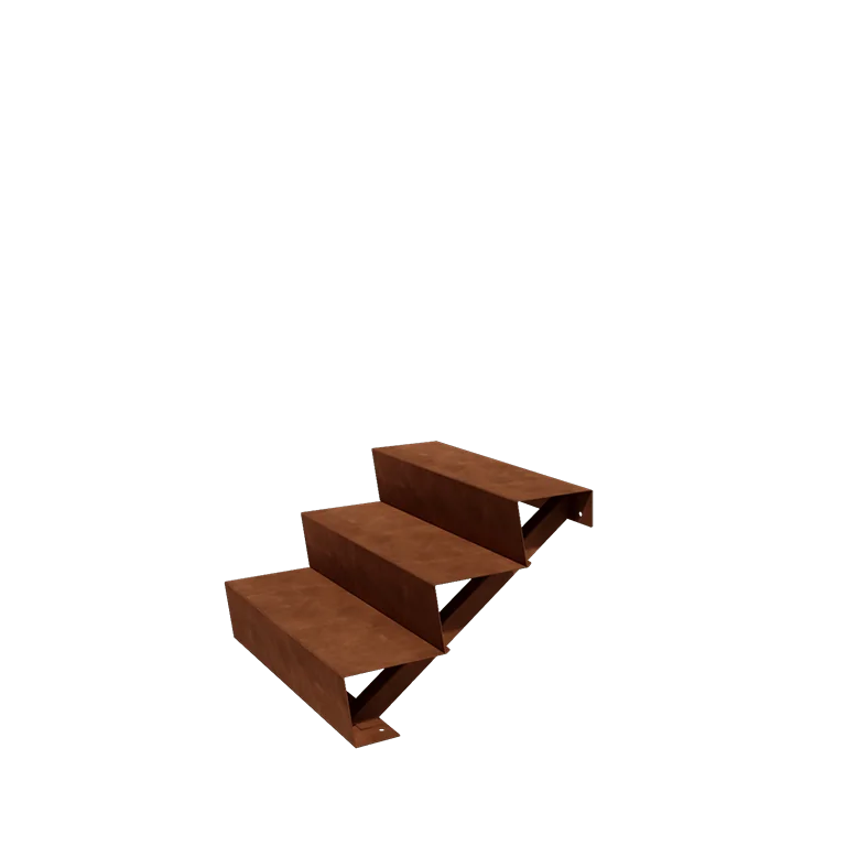 Zahradní schody z cortenu - 3-stupně - 72 x 80 x 51 cm